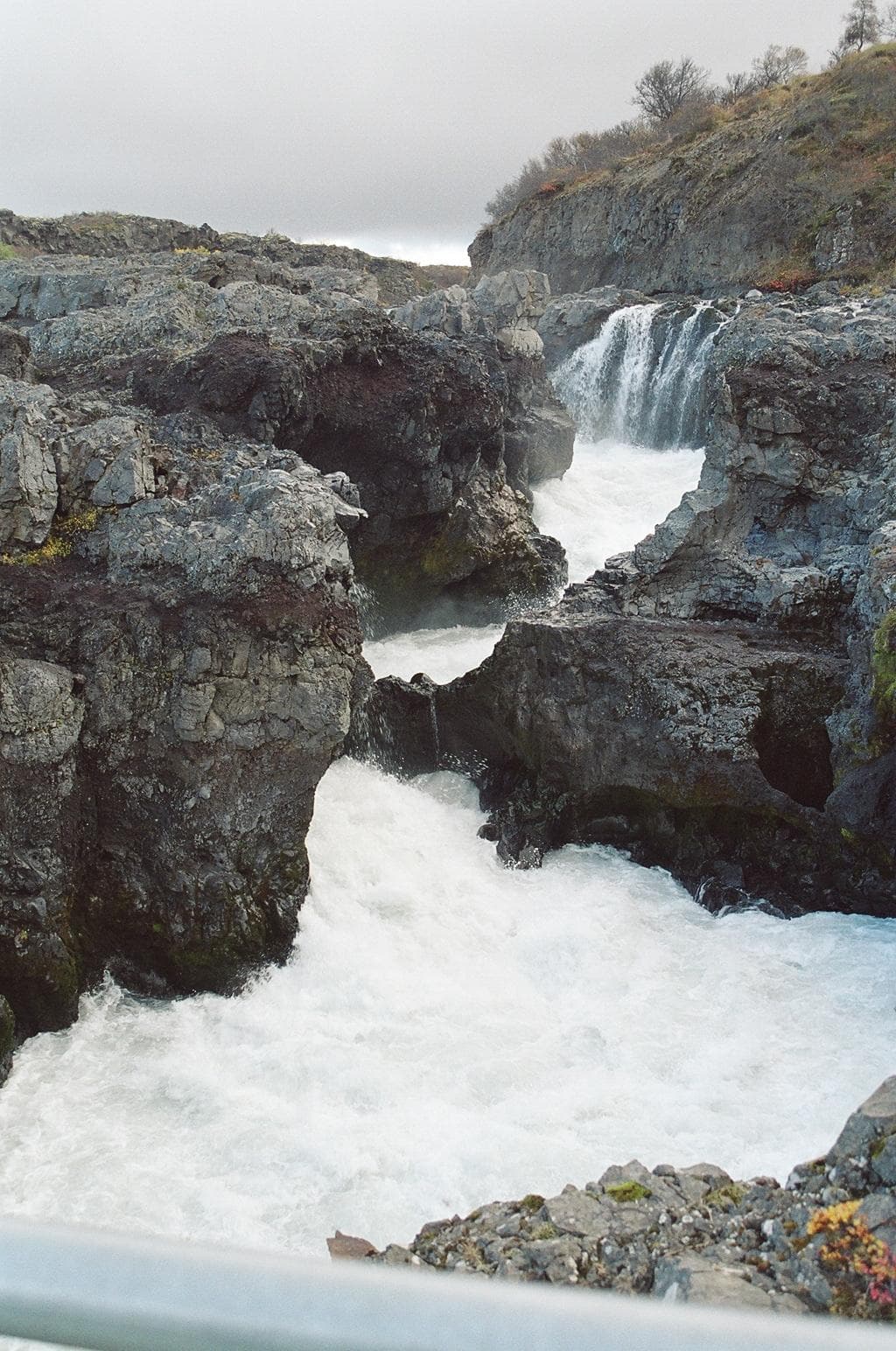 Barnafoss — a narrow churning rapid on the Hvítá river