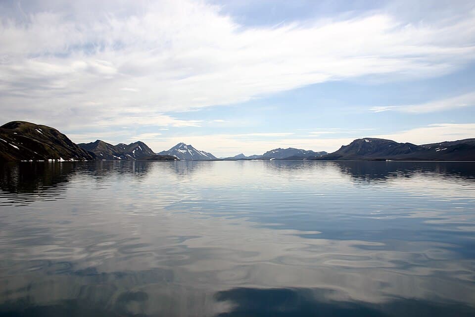 The Langisjór highland lake area in Iceland, reachable only in summer