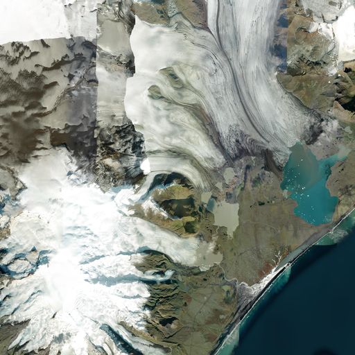 Satellite view of Jökulsárlón & Öræfajökull