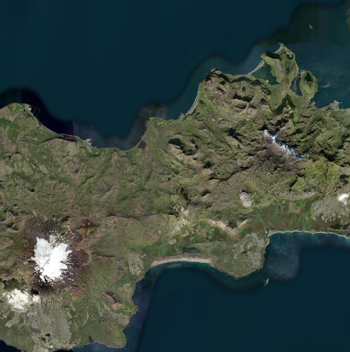 Satellite view of Snæfellsjökull & Kirkjufell